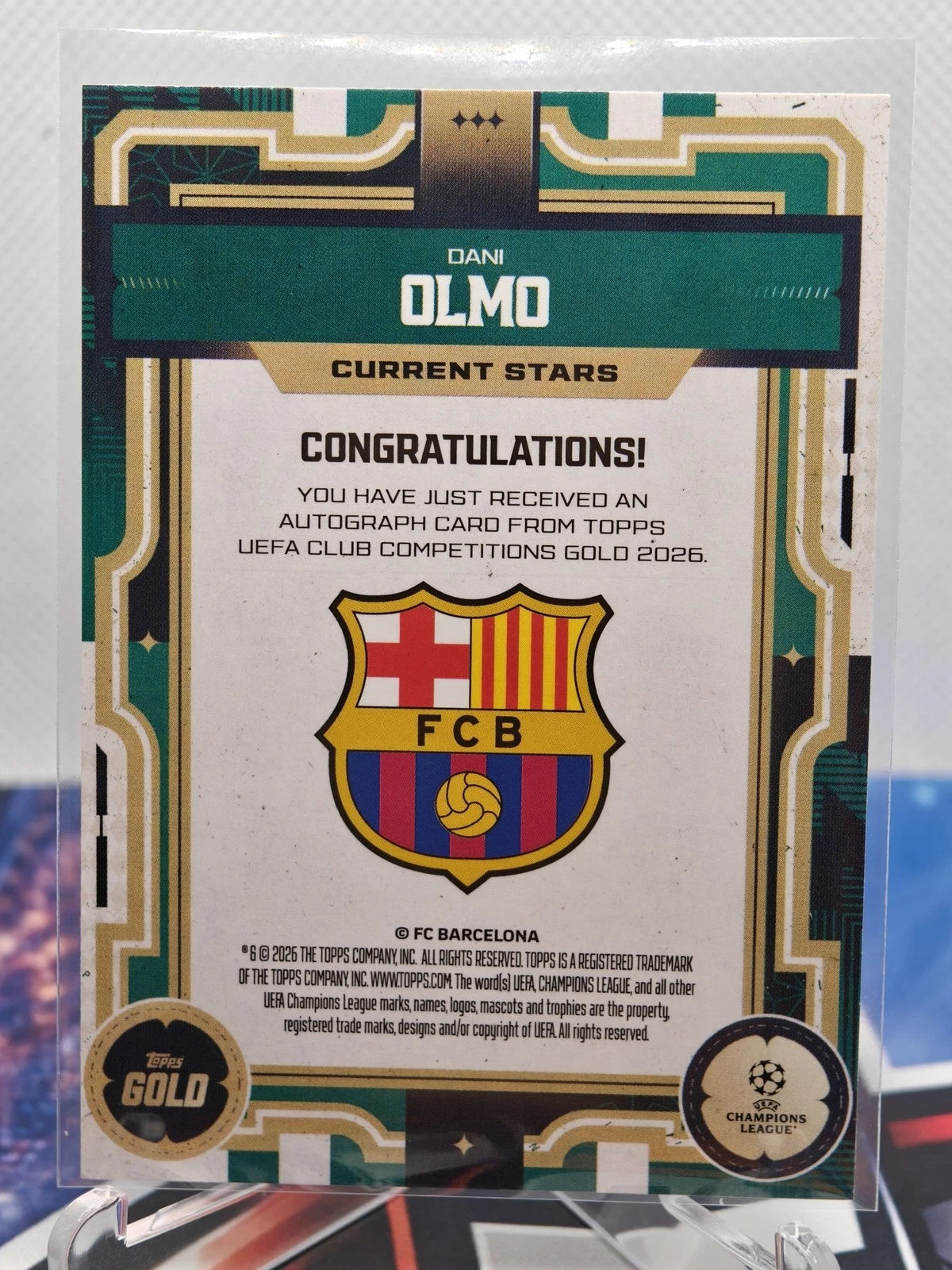 Dani Olmo Topps Gold UCC 25/26 Autograph Numbered 26/75