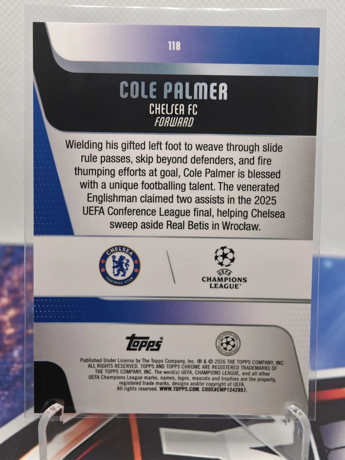 Cole Palmer Topps Chrome UEFA Champions League 2025-26 Speckle Refractor Parallel /199