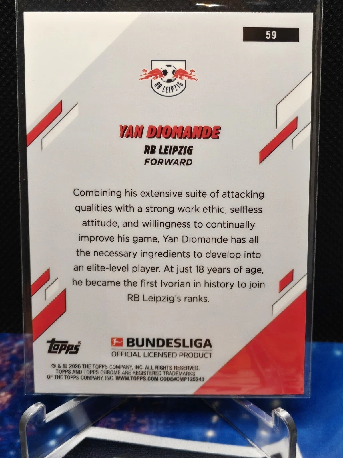 Yan Diomande Topps Chrome Bundesliga - Green Wave Refractor 2025-26 Rookie /99