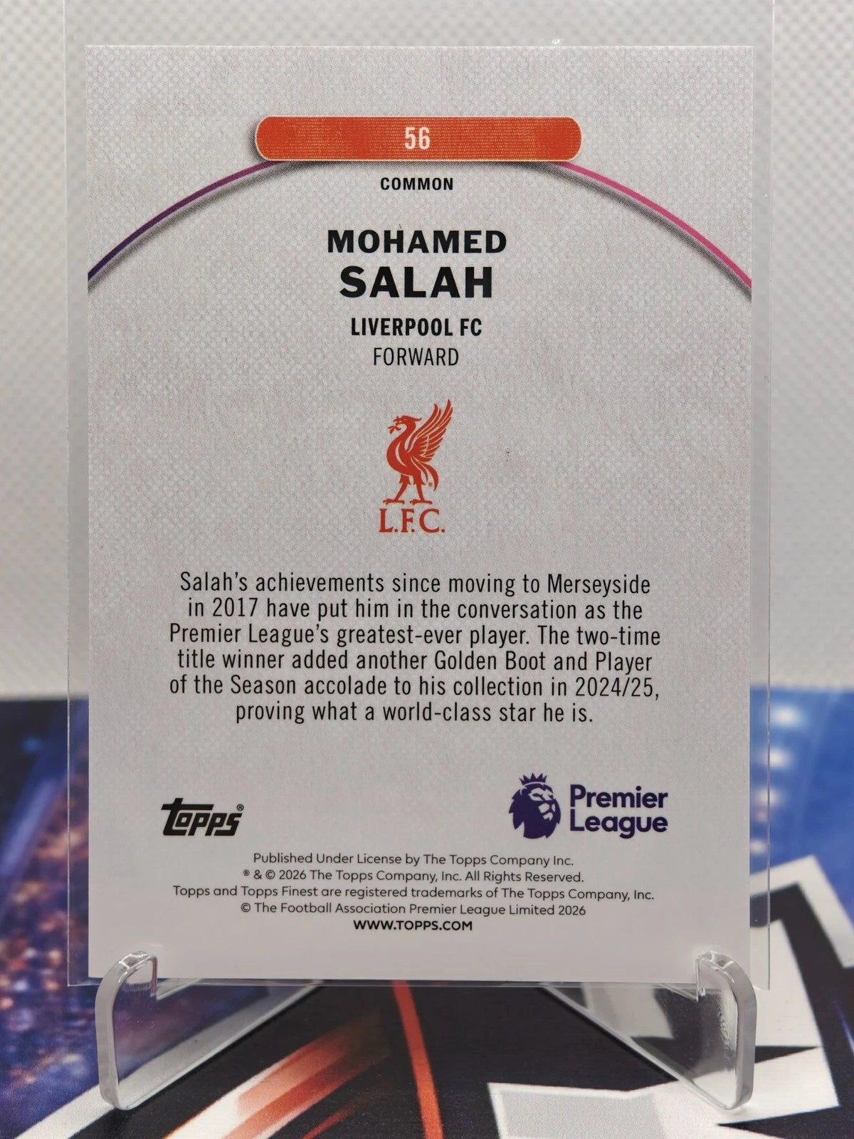Mohamed Salah 2025-26 Topps Finest Premier League #56 Parallel /50 Liverpool
