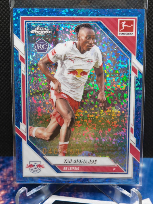 Yan Diomande Topps Chrome Bundesliga - Blue Speckle Refractor 2025-26 Rookie /150