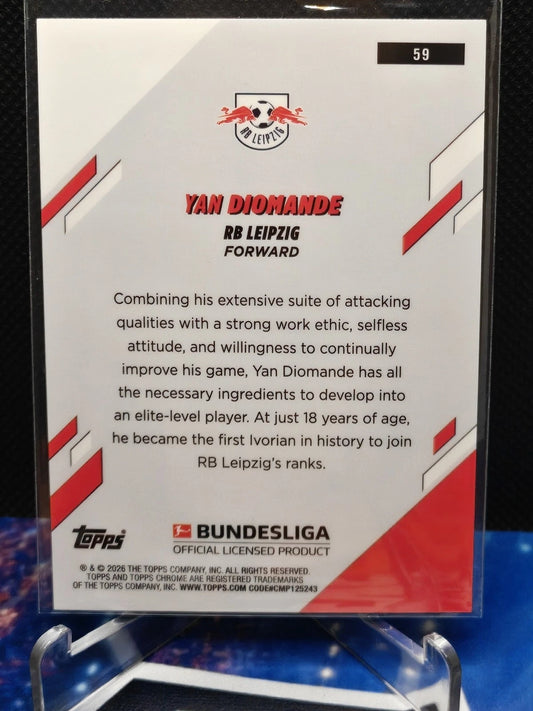 Yan Diomande Topps Chrome Bundesliga - Green Wave Refractor 2025-26 Rookie /99